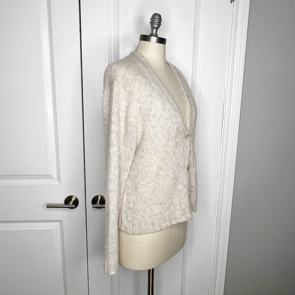 Peruvian Connection Thea Cardigan Sweater Baby Alpaca Blend Cream Oatmeal Size M - Picture 4 of 8